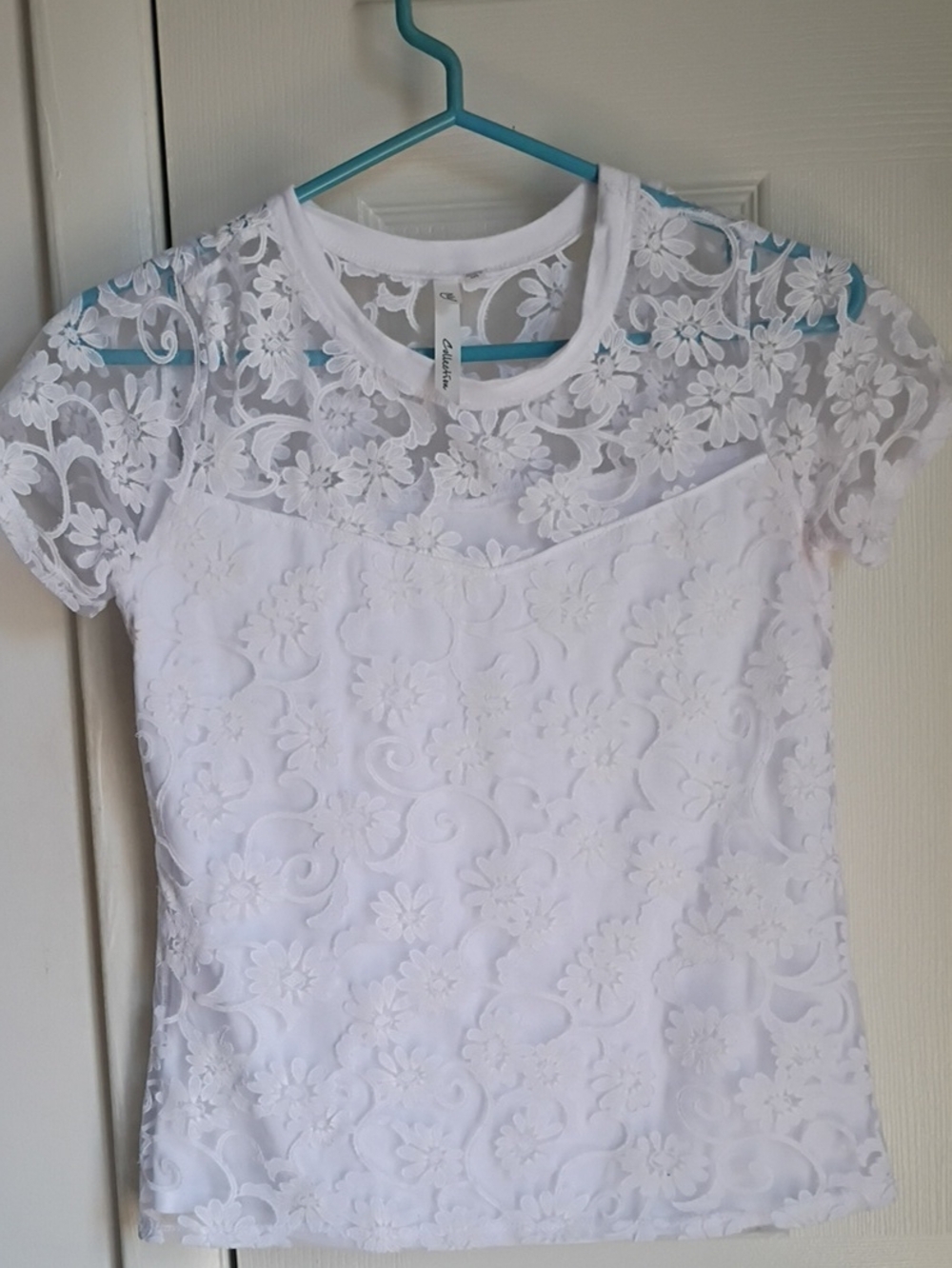NY Collections White Lace Top